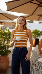 Dames Cropped Tanktop met Geribde Nautische Strepen – Zomeroutfit in Stretch Gebreide Stof, Verkrijgbaar in XS tot L 2