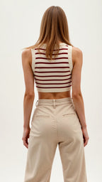 Dames Cropped Tanktop met Geribde Nautische Strepen – Zomeroutfit in Stretch Gebreide Stof, Verkrijgbaar in XS tot L 5