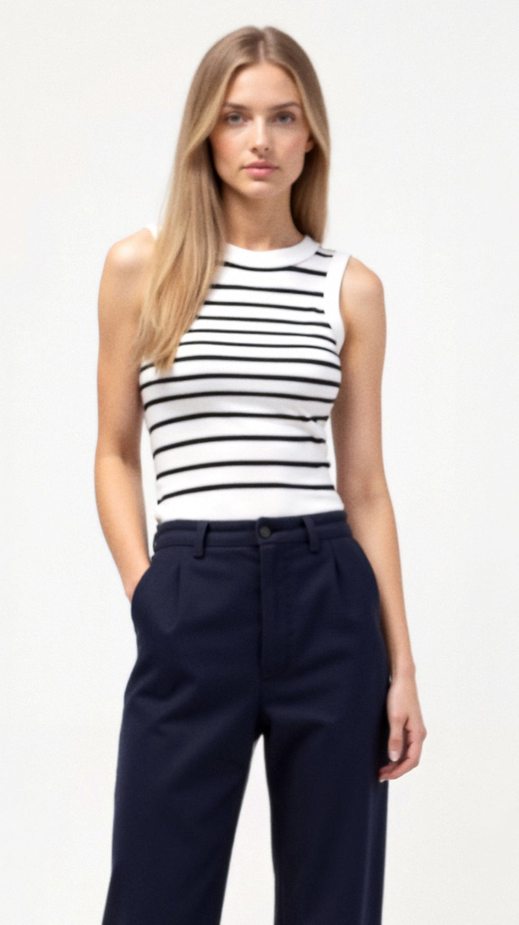 Dames Cropped Tanktop met Geribde Nautische Strepen – Zomeroutfit in Stretch Gebreide Stof, Verkrijgbaar in XS tot L 7