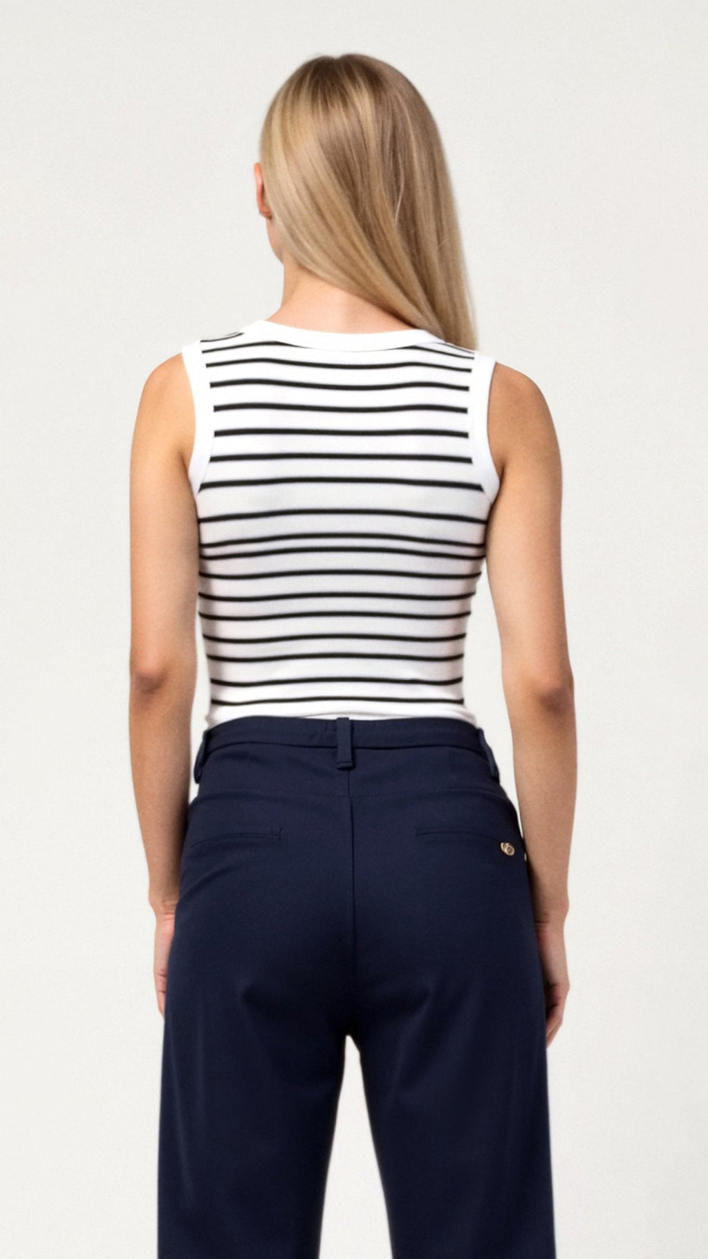 Dames Cropped Tanktop met Geribde Nautische Strepen – Zomeroutfit in Stretch Gebreide Stof, Verkrijgbaar in XS tot L 8