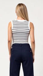 Dames Cropped Tanktop met Geribde Nautische Strepen – Zomeroutfit in Stretch Gebreide Stof, Verkrijgbaar in XS tot L 8